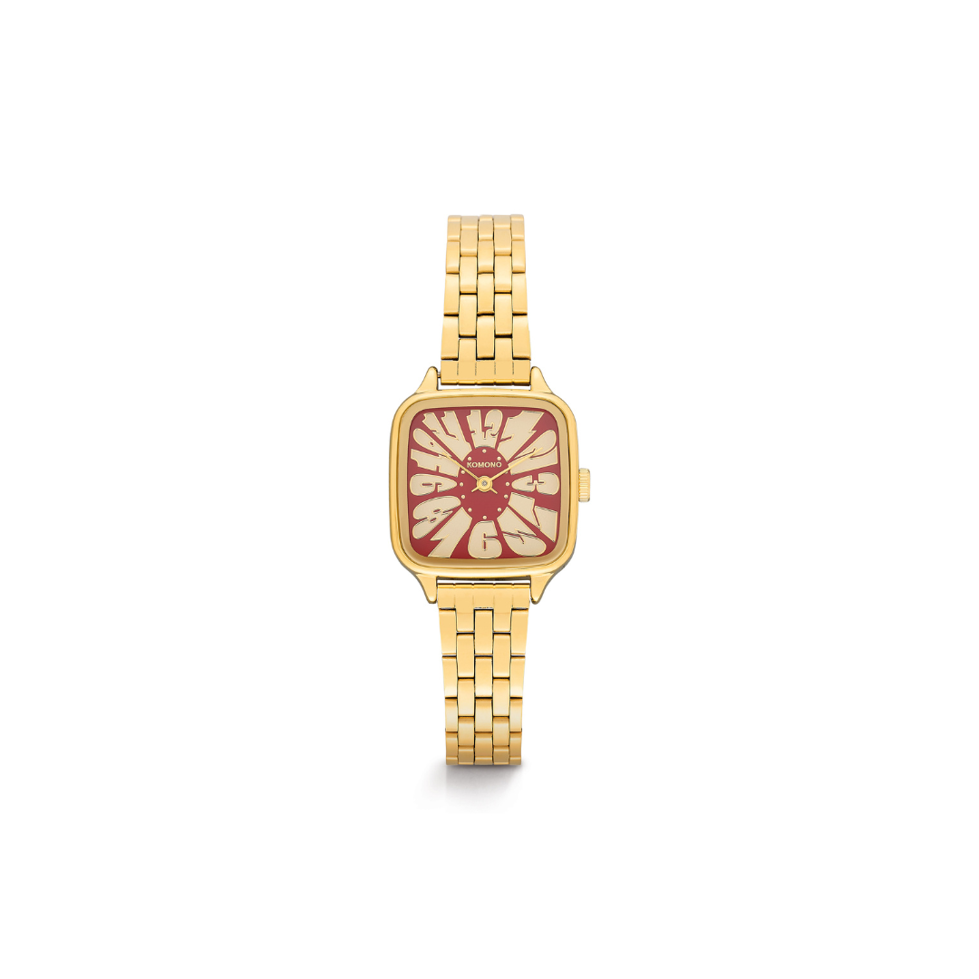 Komono Montre The Kate Flower - Estate Gold Bordeaux