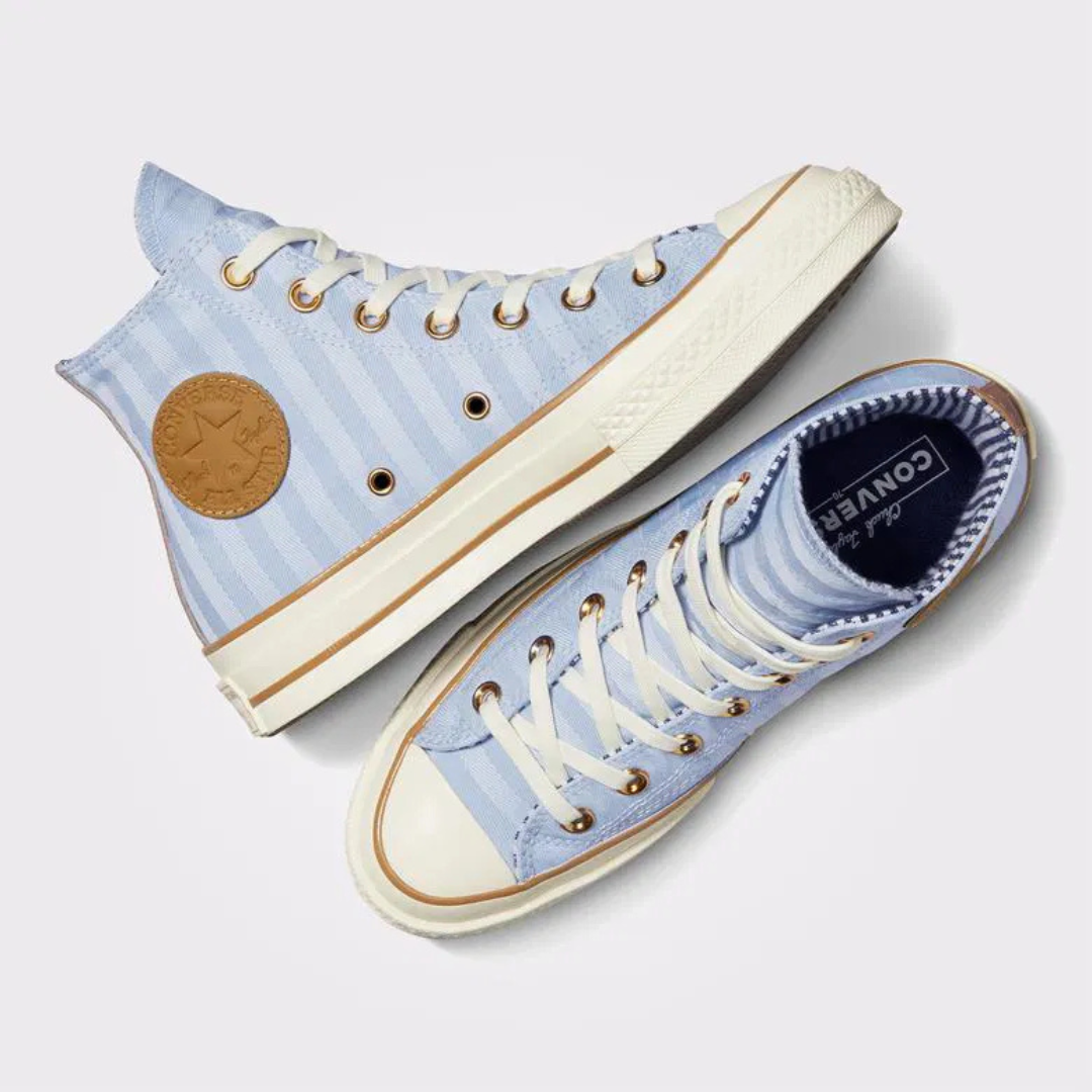 Converse Chuck 70 Hi Herringbone Stripe - Cloudy Daze / Egret /Trek Tan