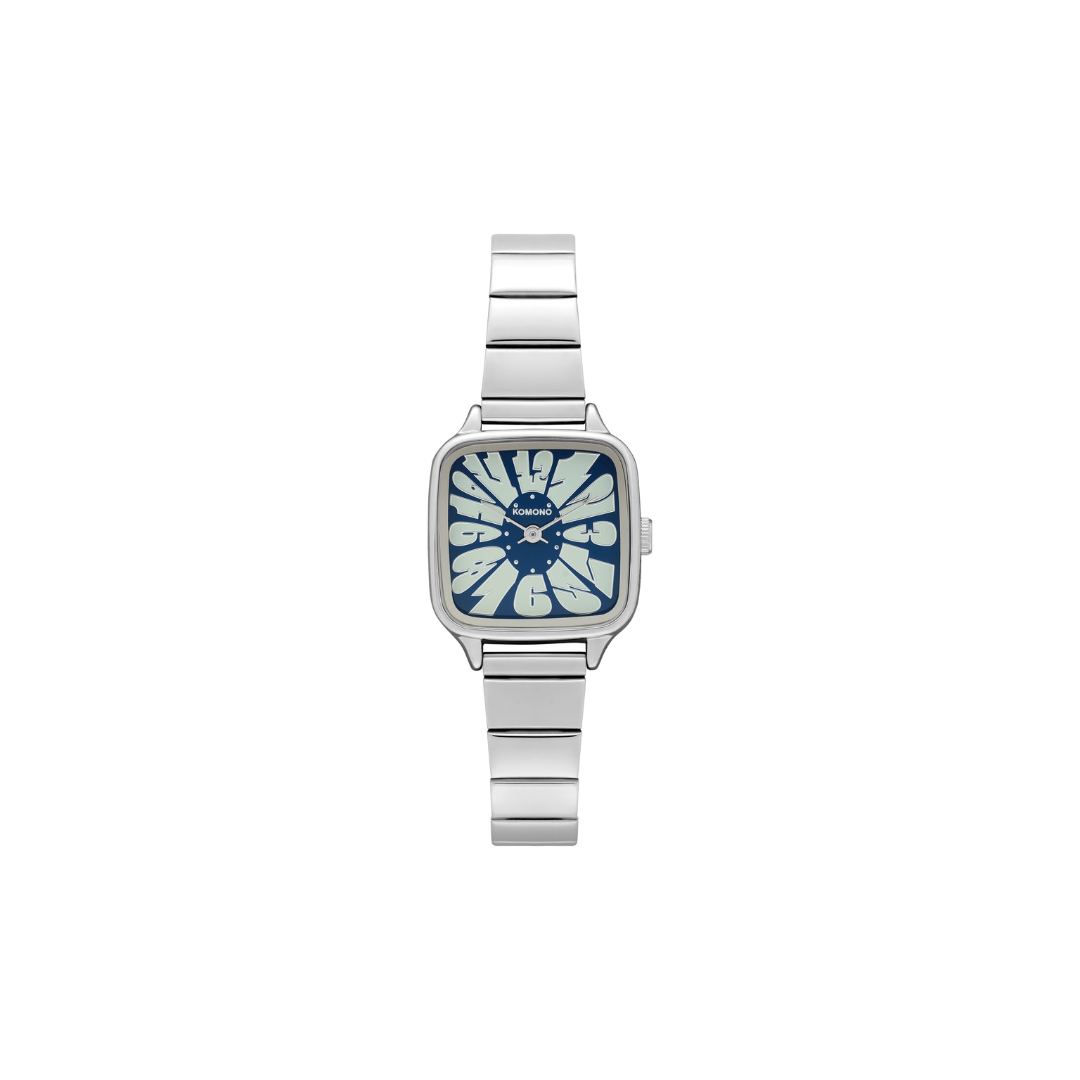 Komono Montre The Kate Flower - Trak Silver / Blue Cloud - Walk by Streetart