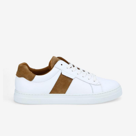 Schmoove Spark Gang Nappa Suede - White / Cognac