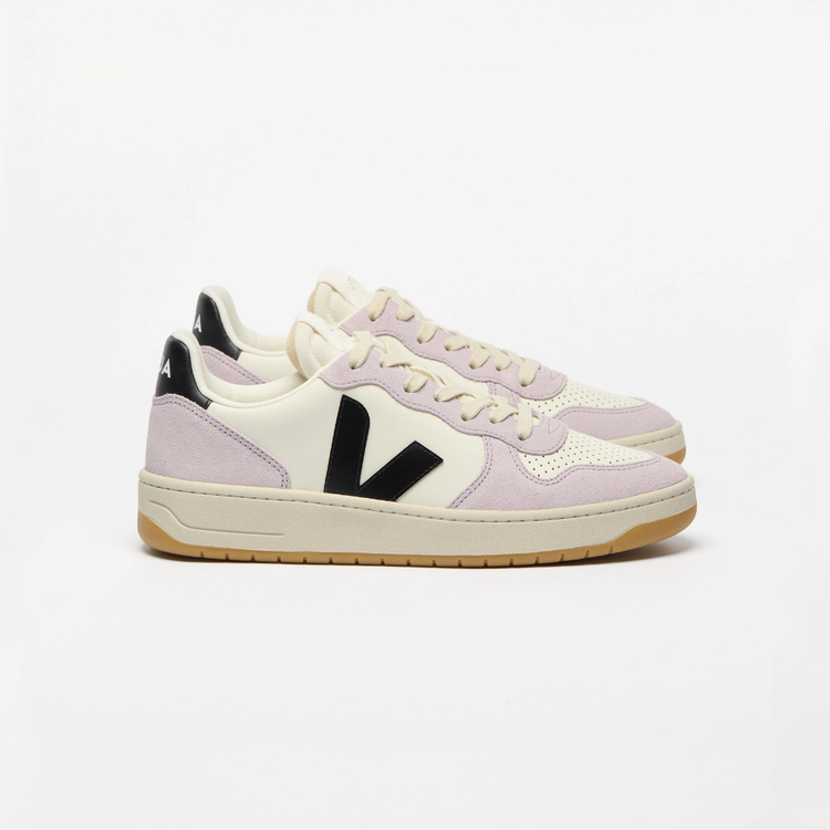 Veja V-10 Prime Leather - Pure Black / Parme - Walk by Streetart