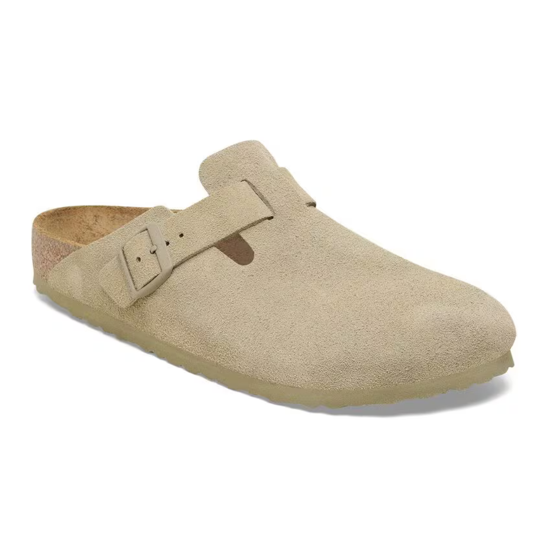 Birkenstock Boston Suede Leather - Faded Khaki - Walk by Streetart