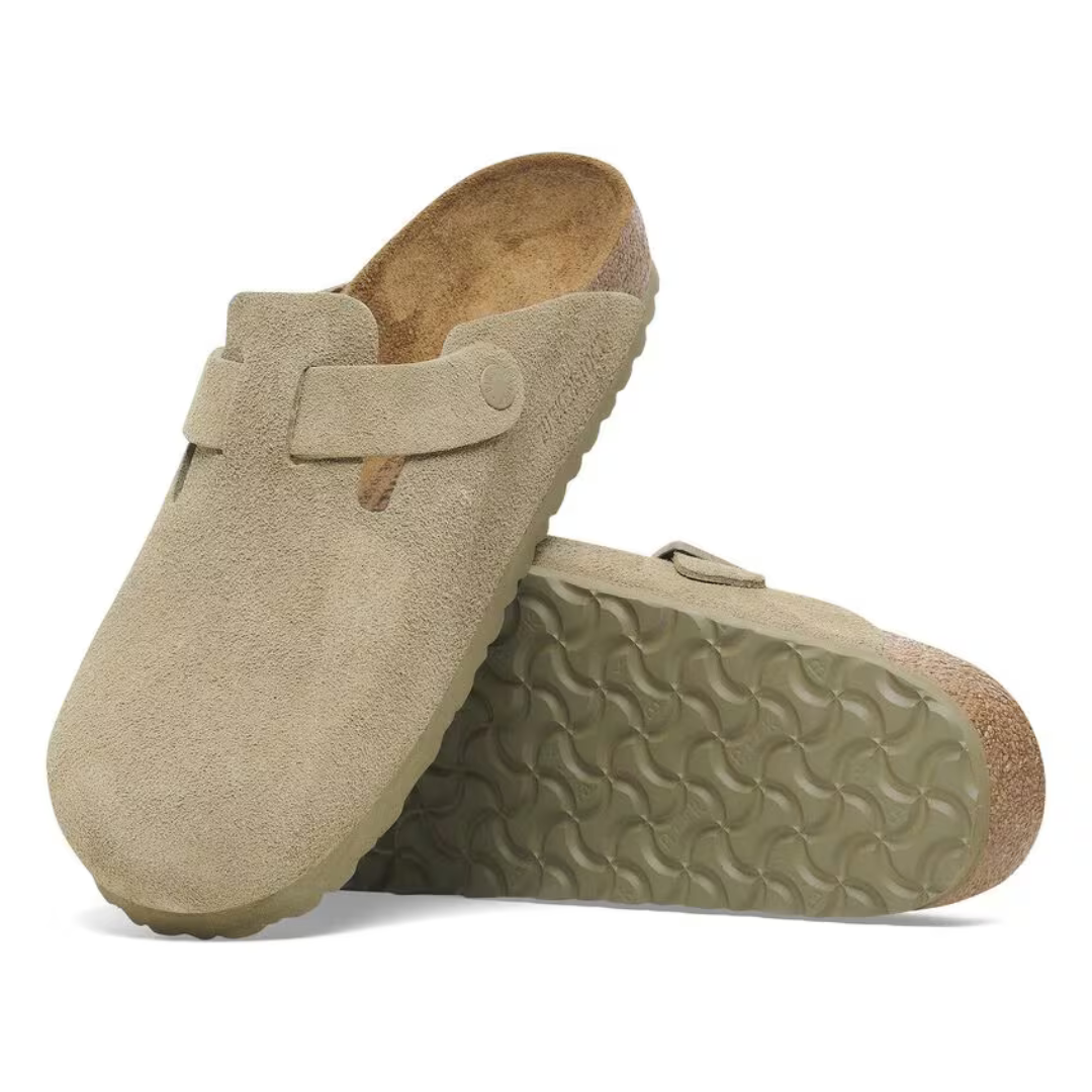 Birkenstock Boston Suede Leather - Faded Khaki - Walk by Streetart