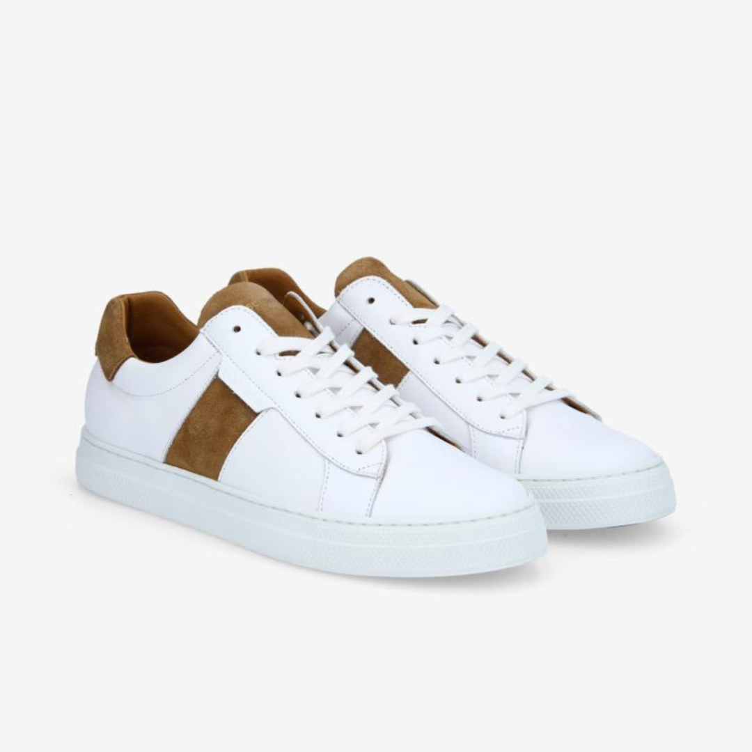Schmoove Spark Gang Nappa Suede - White / Cognac