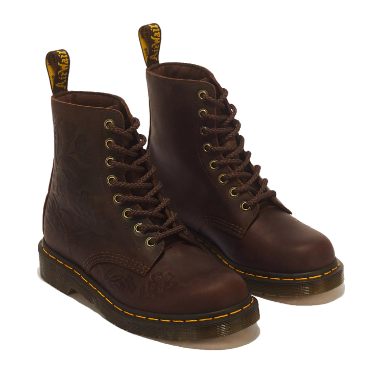 Dr.Martens 1460 Pascal Emboss Floral - Dark Brown / Crazy Horse
