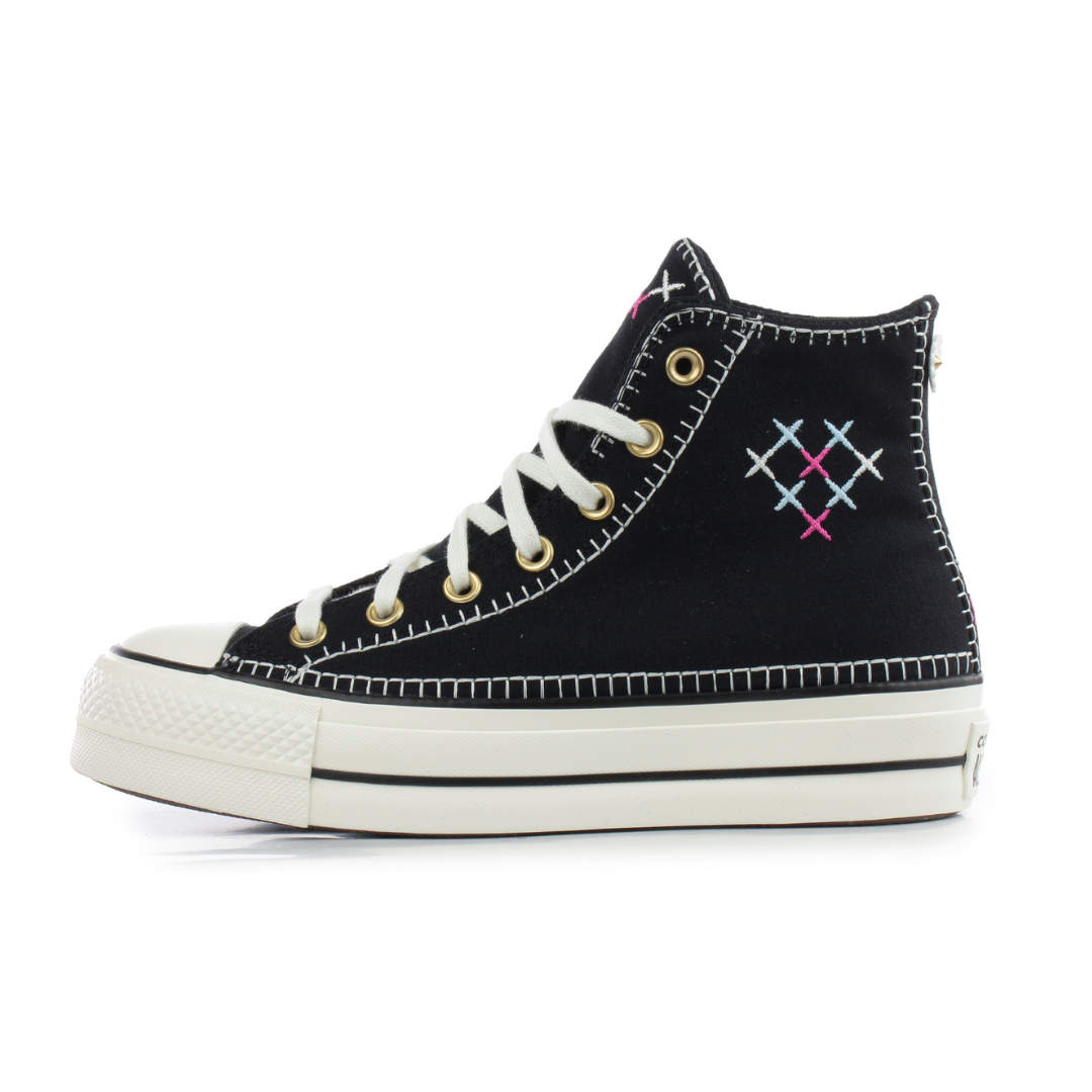 Converse Ctas Hi Lift Crafted Stitching Platform - Black / Egret / Gold - Walk by Streetart