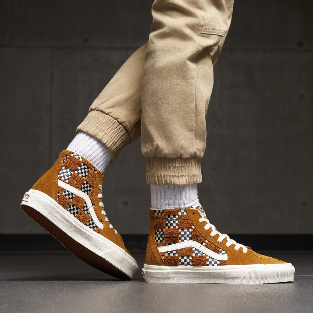Vans Sk8-Hi - Tufted Check / Golden / Brown - Walk by Streetart