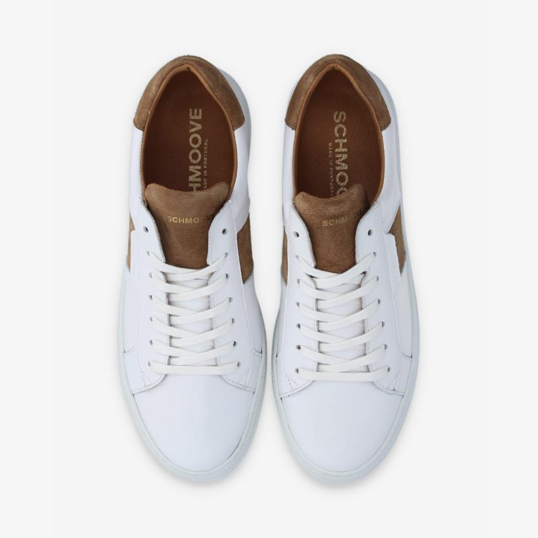 Schmoove Spark Gang Nappa Suede - White / Cognac