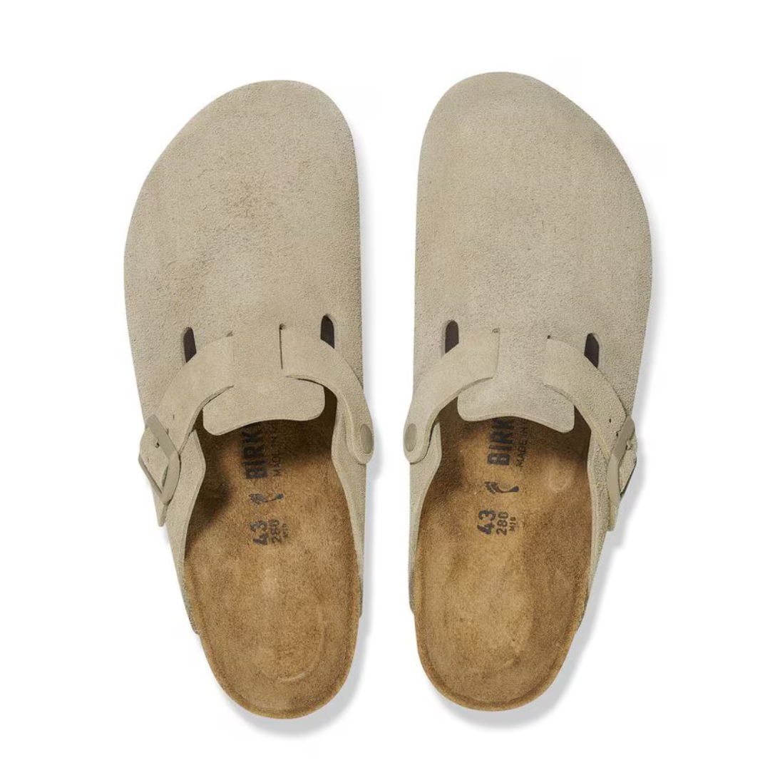 Birkenstock Boston Suede Leather - Faded Khaki - Walk by Streetart