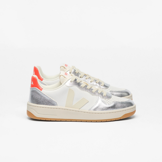 Veja V-10 - Leather White / Pierre / Silver