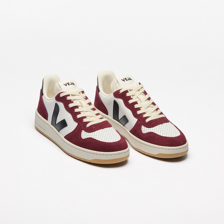 Veja V-10 - Leather White / Black / Amarante