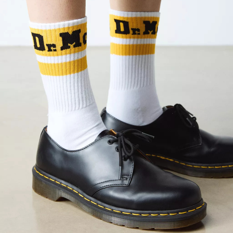 Dr Martens Athletic Logo Sock - White / Yellow - Walk by Streetart