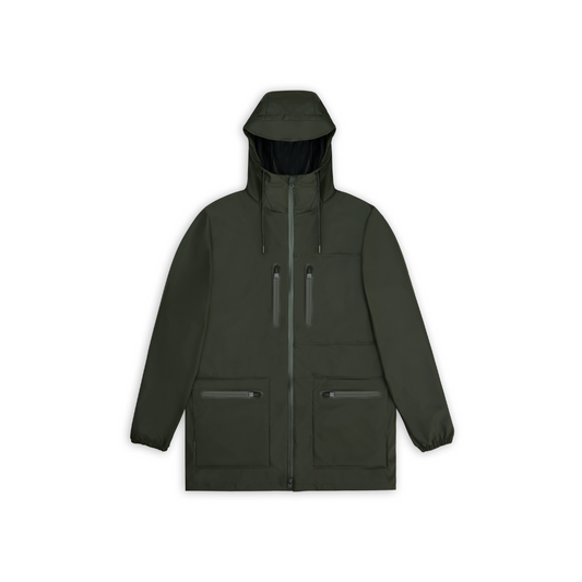 Rains Cargo Long Jacket - Green