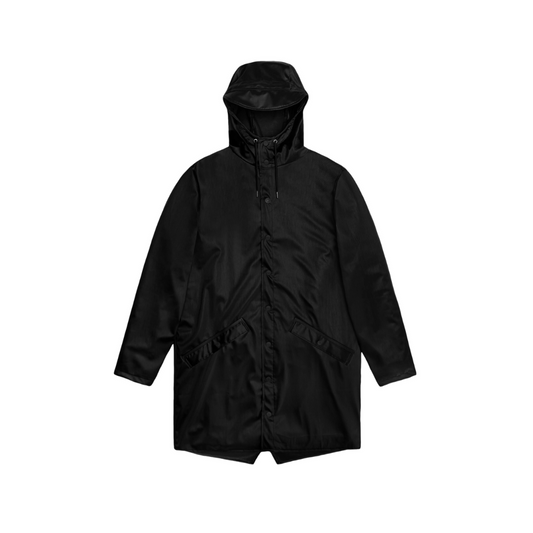 Rains Long Jacket - Black Grain